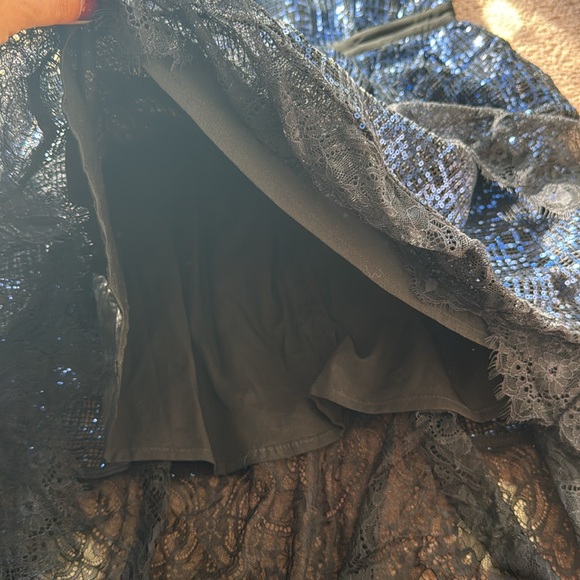 Navy Sequin Halter Dress - Picture 9 of 11